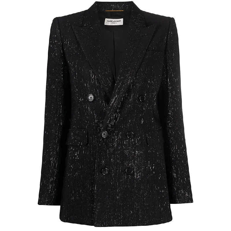 Bargain Prices urban street jacketSaint Laurent Women's Lame Metallized Fiber Blazer Black Silver Bargain Prices urban street jacketSaint Laurent Women's Lame Metallized Fiber Blazer Black Silver