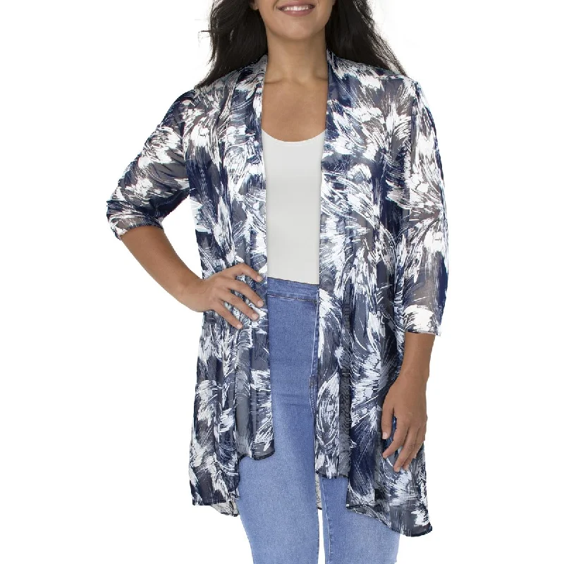 Customer Appreciation Sale sporty puffer jacketWomens Mesh Printed Duster Blazer