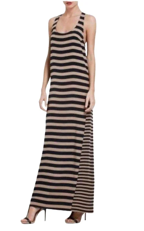 Online Only elegant maxi dressSara Silk Tank Full Length Striped Silk Dress