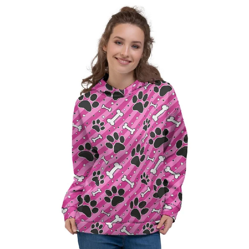 Unbeatable Prices Striped Pink Paw Women's Hoodie