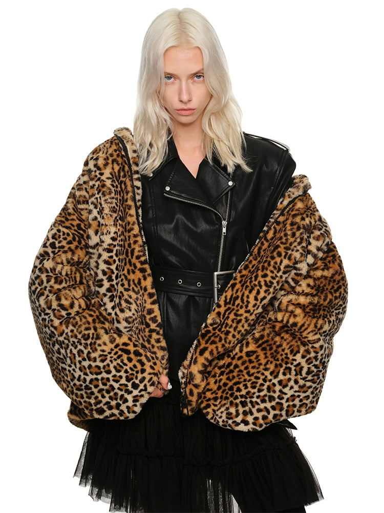 Bonus Savings sporty puffer jacketVintage Leopard Faux Fur Quilted Coat