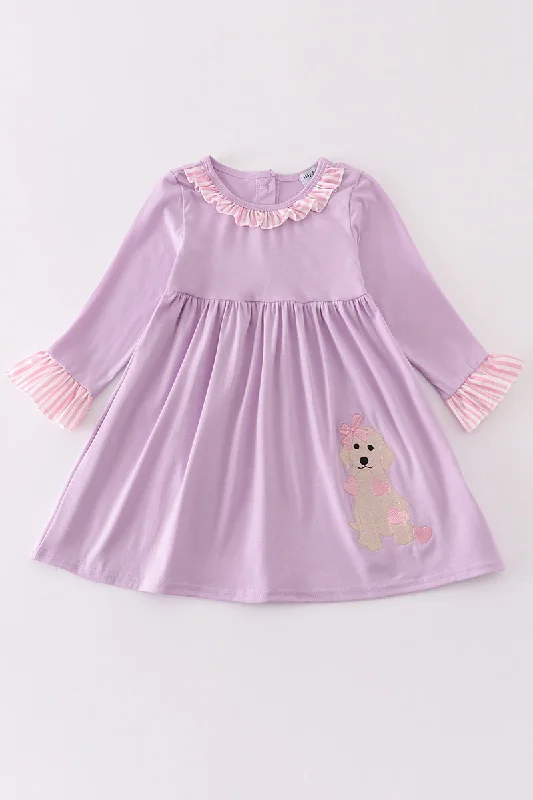 Crazy Savings winter dressPurple Valentine puppy embroidery dress