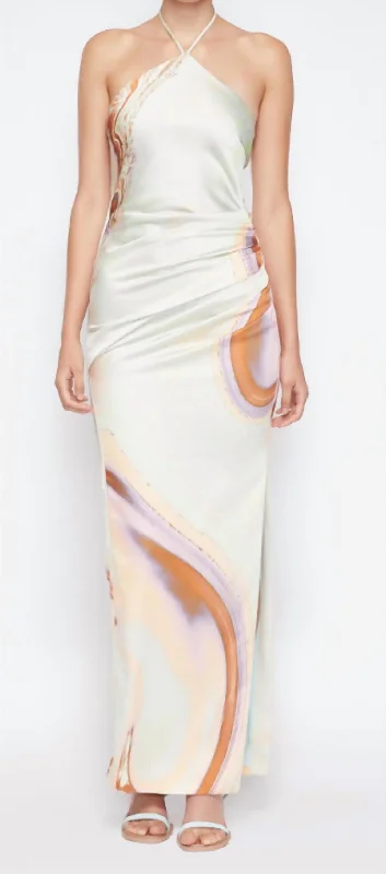 Price Cut evening dressHansel Gown In Seafoam Marble Print