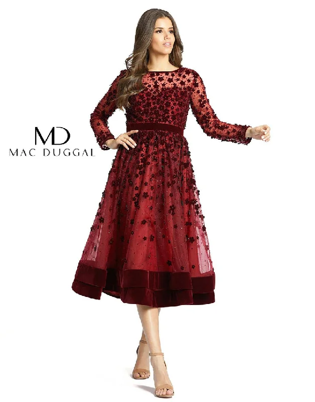 Price Meltdown oversized dressBurgundy 6 Mac Duggal Sheer Long Sleeve A Line Short Dress Sale