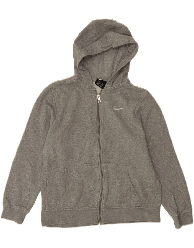 Bargain Prices NIKE Boys Zip Hoodie Sweater 13-14 Years XL Grey Cotton
