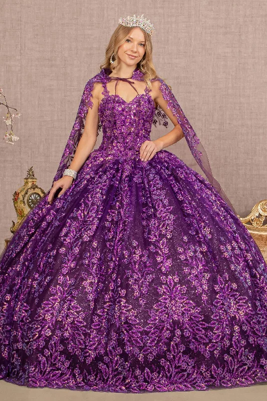 Can't Miss wool dressLong Quinceanera Glitter Cape Ball Gown