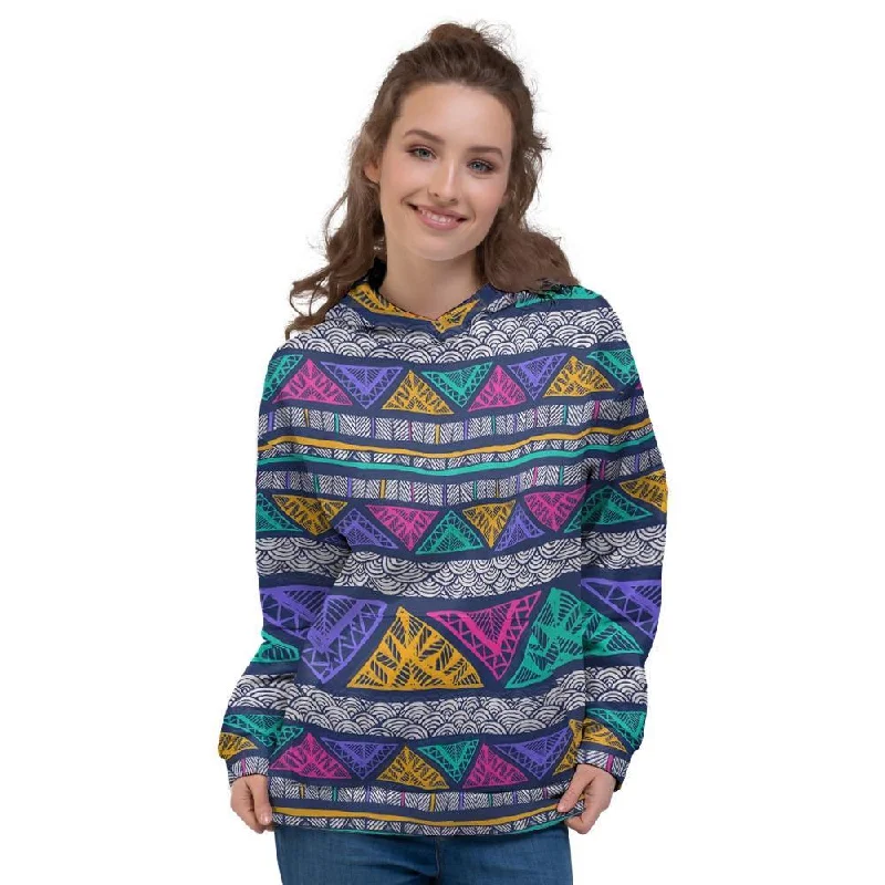 Best Bargains Multicolor Native Aztec Abstract Doodle Women's Hoodie