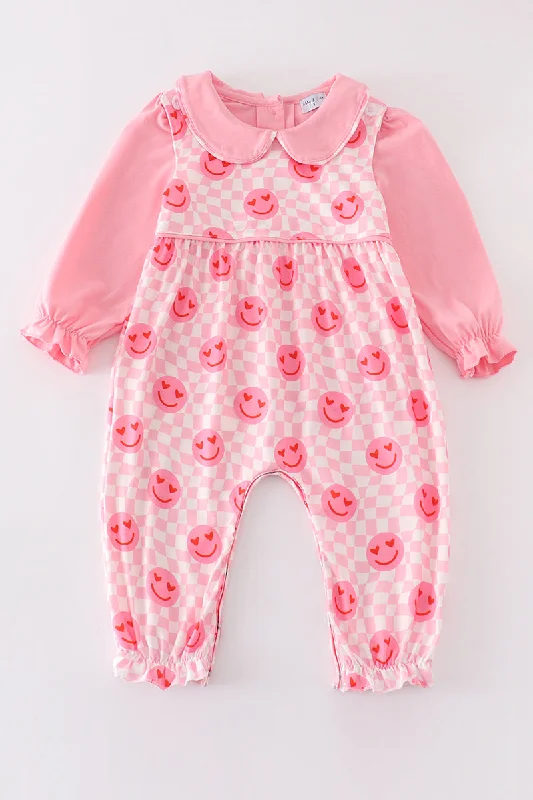 Exclusive Offers draped dressPink valentine smile print girl jumpsuit set