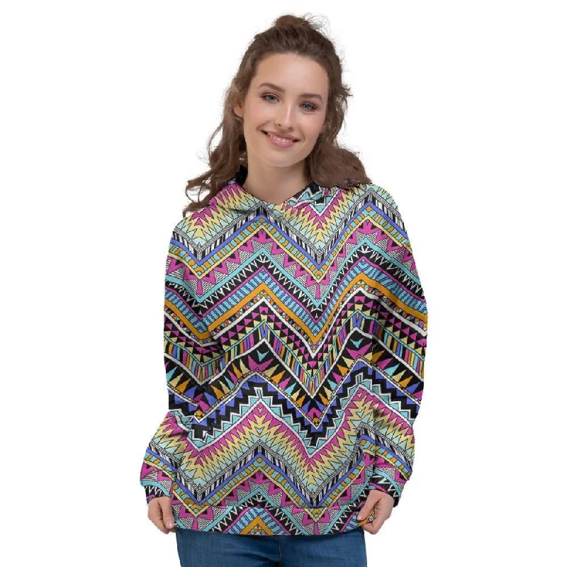 Lowest Price Multicolor Zigzag Indian Aztec Women's Hoodie