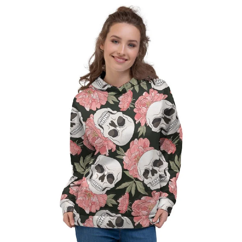 Limited Availability Pink Peony Skull Women's Hoodie