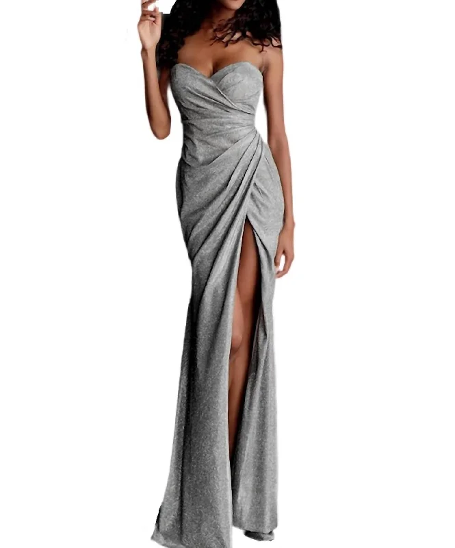 Year-End Sale winter dressStrapless Sweetheart Neckline Dress In Silver