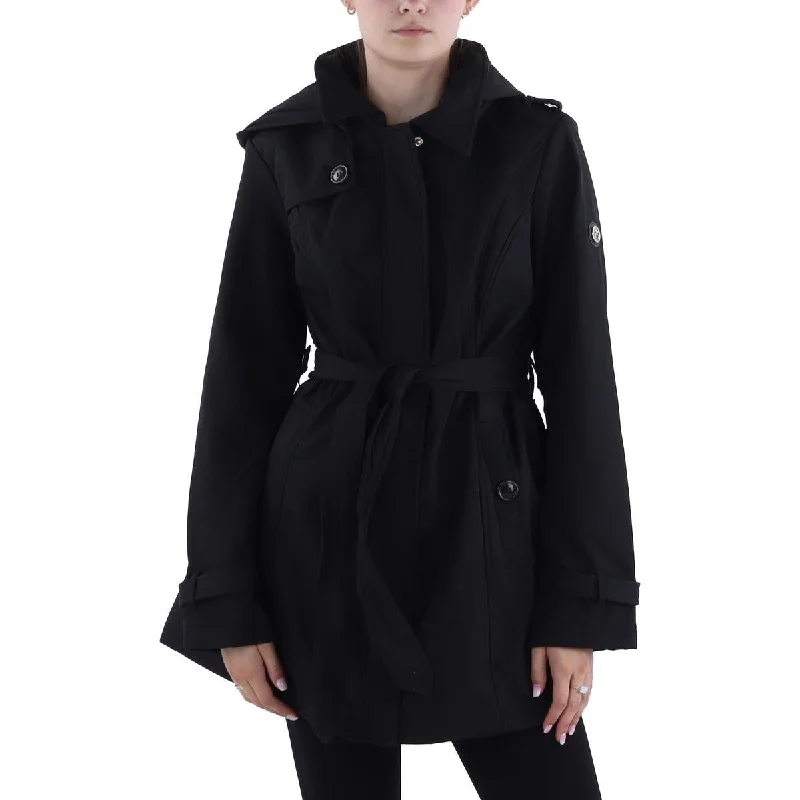 Discount Extravaganza leather style jacketWomens Belted Hooded Soft Shell Jacket