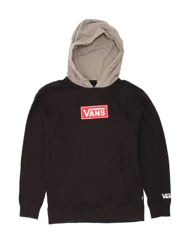 Price Cut VANS Mens Graphic Hoodie Jumper Small Black Colourblock Cotton