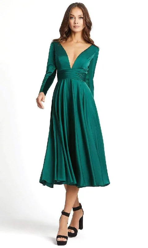 Deal Mania structured dressMac Duggal 67527 Long Sleeve Satin Short Dress
