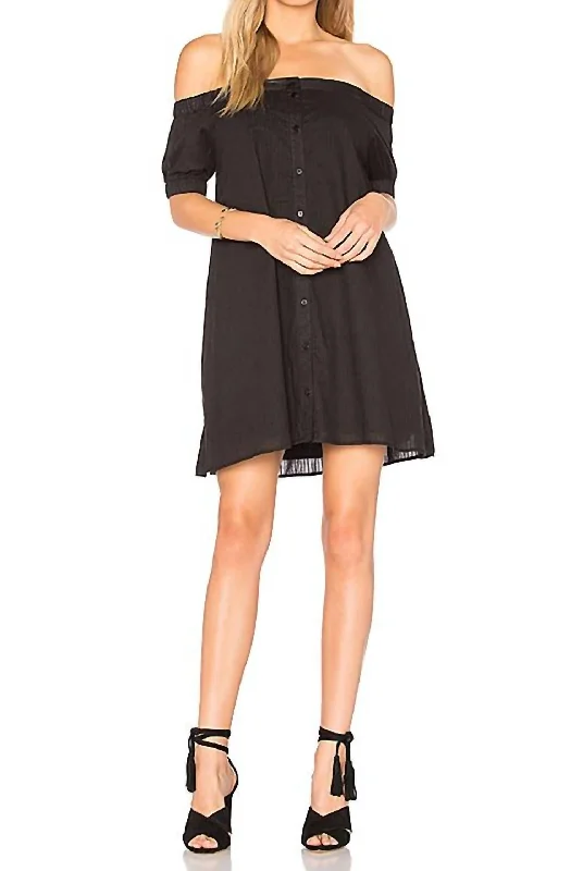 Super Sale sleeveless dressSun Valley Off Shoulder Mini Dress In Black