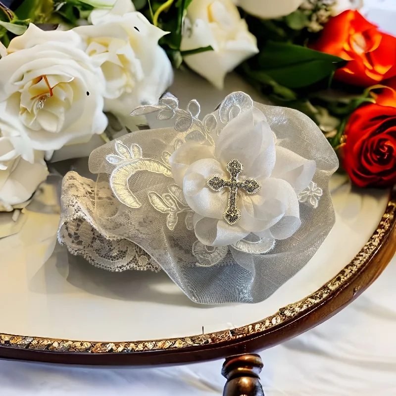 Clearance Event v-neck dressFlower Christening Headband