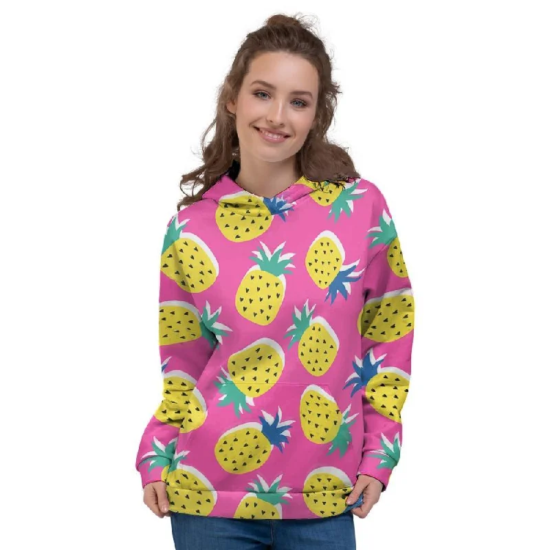 Final Markdown Pink Pineapple Print Women's Hoodie