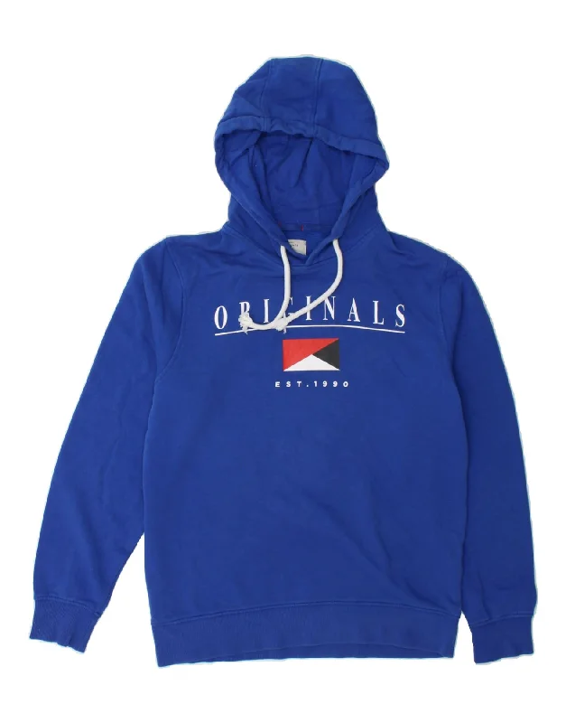 Limited Quantity JACK & JONES Mens Graphic Hoodie Jumper Medium Blue Cotton