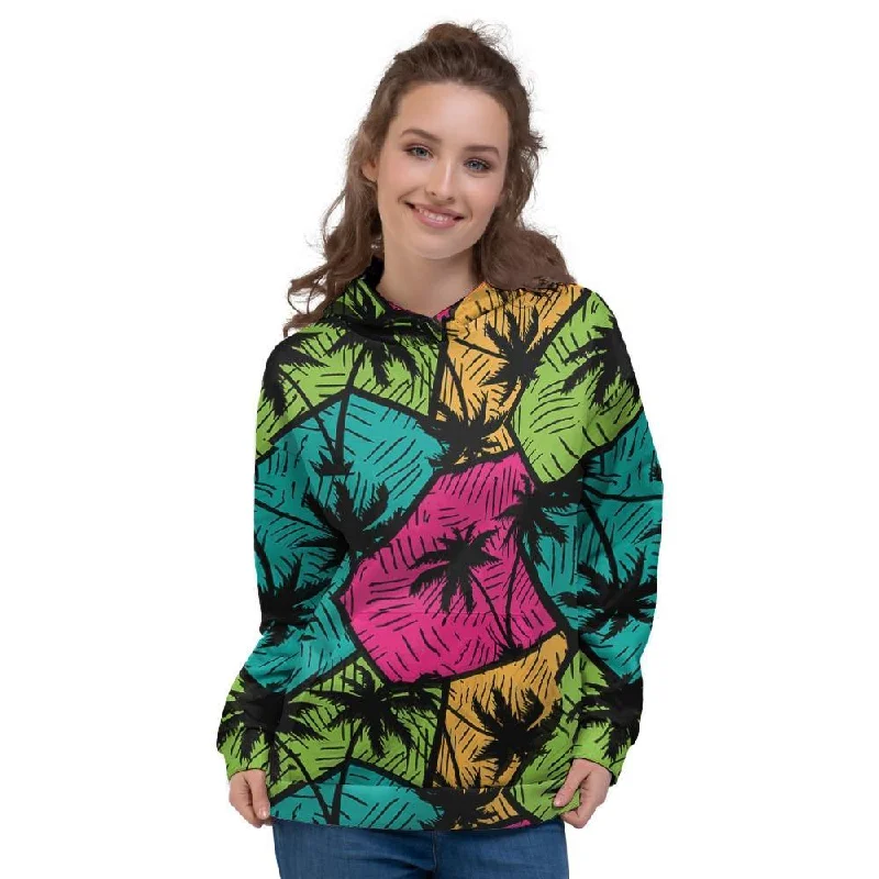 Quick Sale Palm Leaf Hawaiian Print Pattern Women's Hoodie