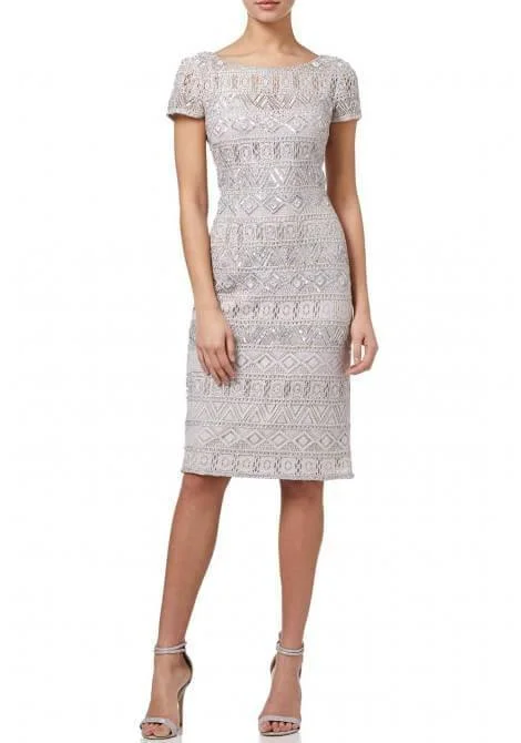 Early Access off-shoulder dressAdrianna Papell AP1E202476 Silver Beaded Short Cocktail Dress