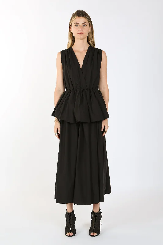 Sale Event casual shift dressSleeveless Waist Ruffle Maxi Dress
