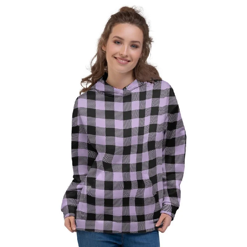 Value Deals Purple Violet Plaid Women's Hoodie