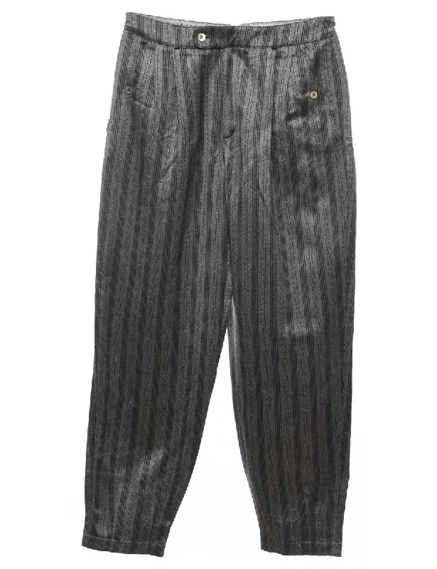 Super Bargain leather style jacketGrey & Black Striped Trousers - W34 L30