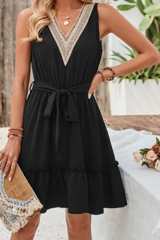Weekend Special printed dressTied Frill Sleeveless Mini Dress