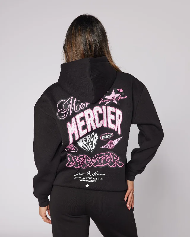 Don't Wait Womens Black Pink Guerrilla Hoodie