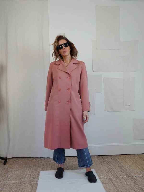 Discount Deals fashionable windbreakerVintage Dusty Rose Trench Coat