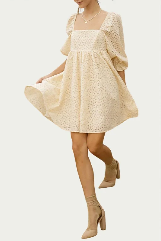Hot Deal lace-up dressCrochet-Lace Baby Doll Mini Dress In Vanilla