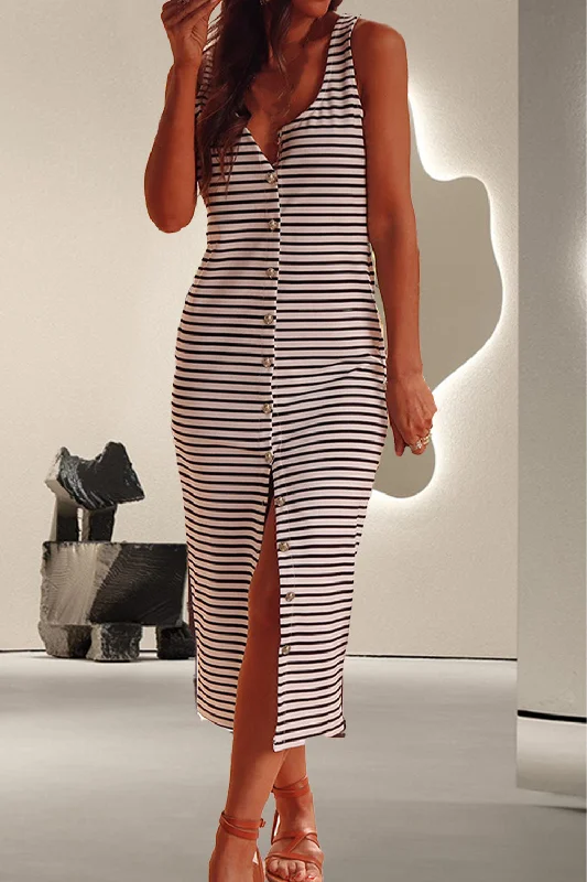 Year-End Sale midi dressStriped Wide Strap Midi Dress