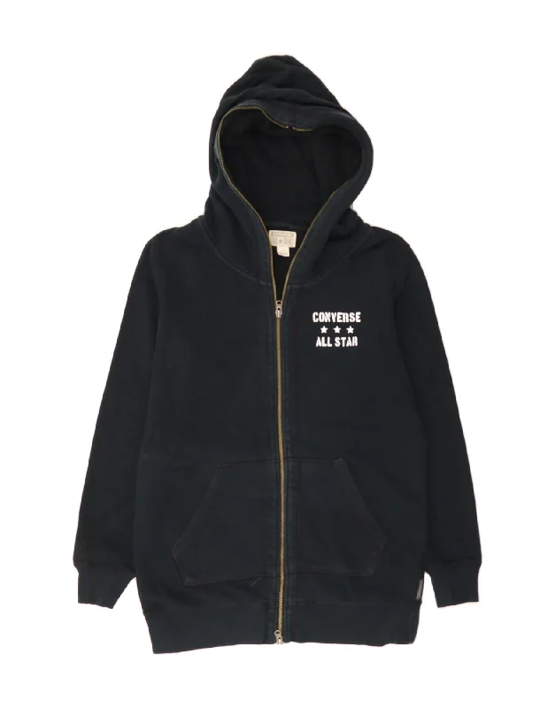 Instant Discount CONVERSE Mens Graphic Zip Hoodie Sweater Small Navy Blue Cotton
