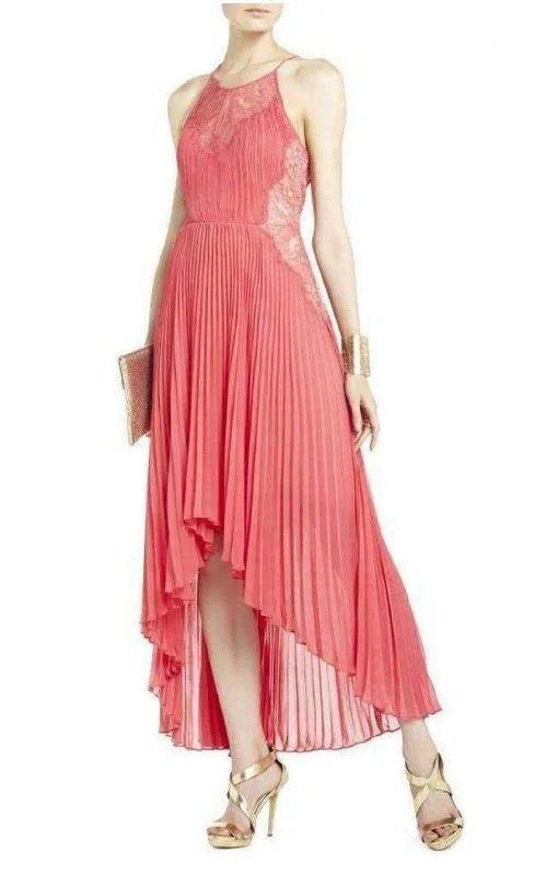 New Markdowns one-shoulder dressMaryella Deep Coral Pleat and Lace Dres