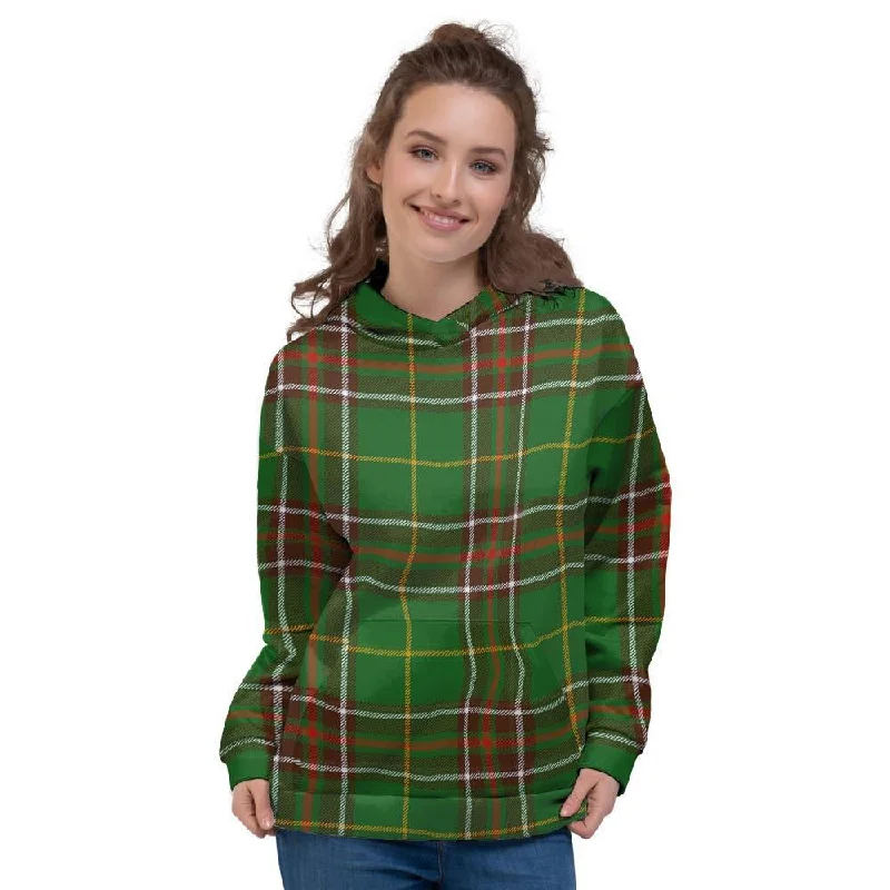 Final Clearance Newfoundland Tartan Green Plaid Women's Hoodie