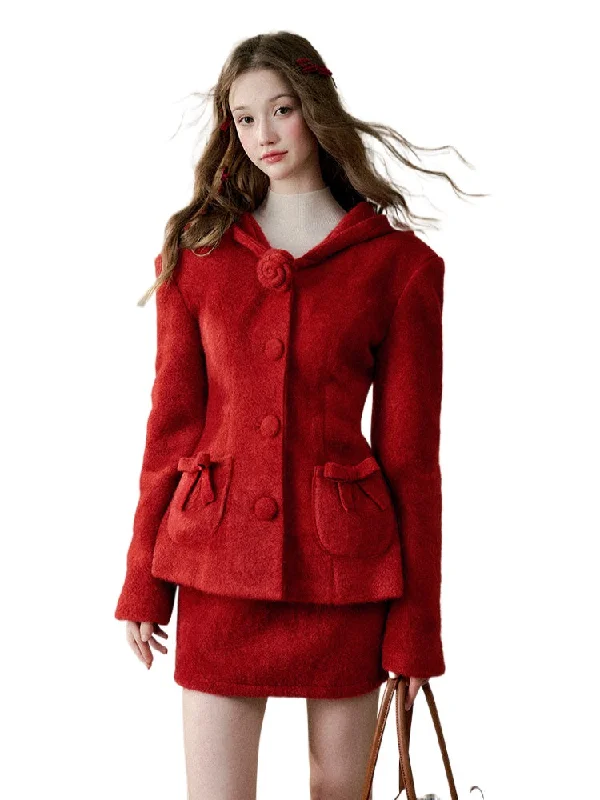 Hurry In tailored fit jacketGalaxy Forever 'Christmas Miracle' Berry Color Fluffy Bow Set Hurry In tailored fit jacketGalaxy Forever 'Christmas Miracle' Berry Color Fluffy Bow Set
