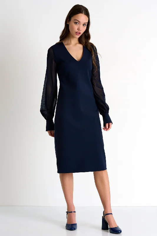 Best Seller shift dressSheer Sleeve Elegant Dress - 52367-75-550