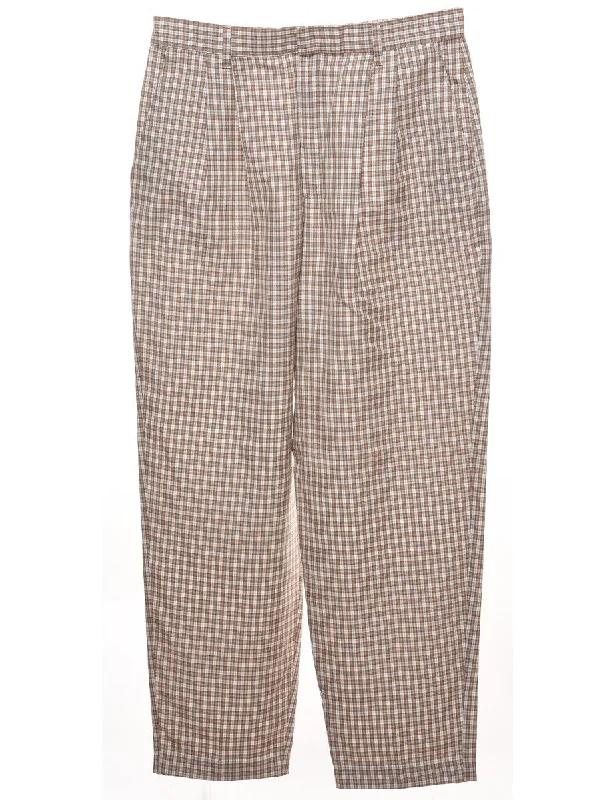 Savings Spectacular stylish rain jacketChecked Brown & White Tapered Trousers - W30 L30