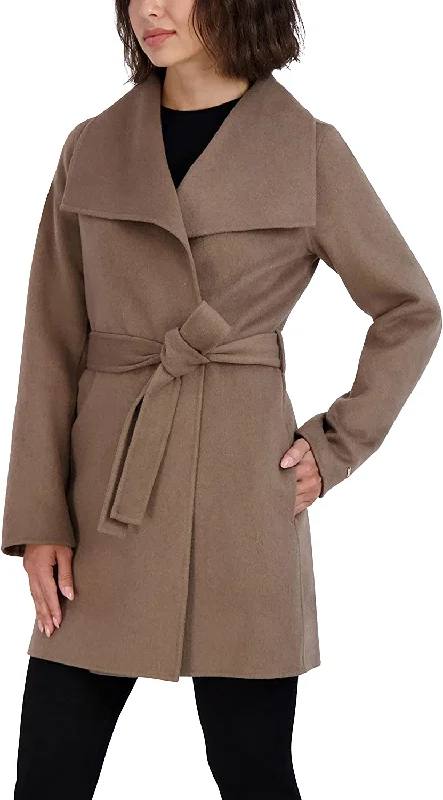 Weekend Deal fitted jacketTahari Women's Mink Wool Wrap Coat Belted Jacket