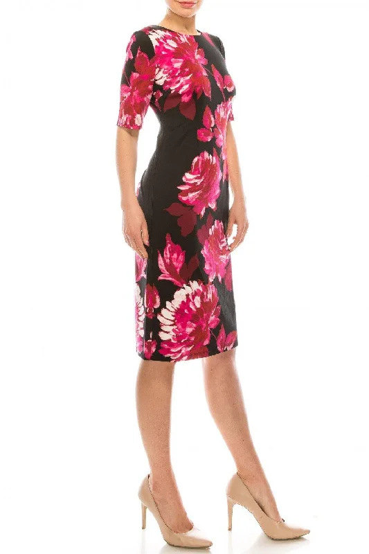 Deal Dash luxury dressLondon Times Painted Floral Printed Sheath Dress