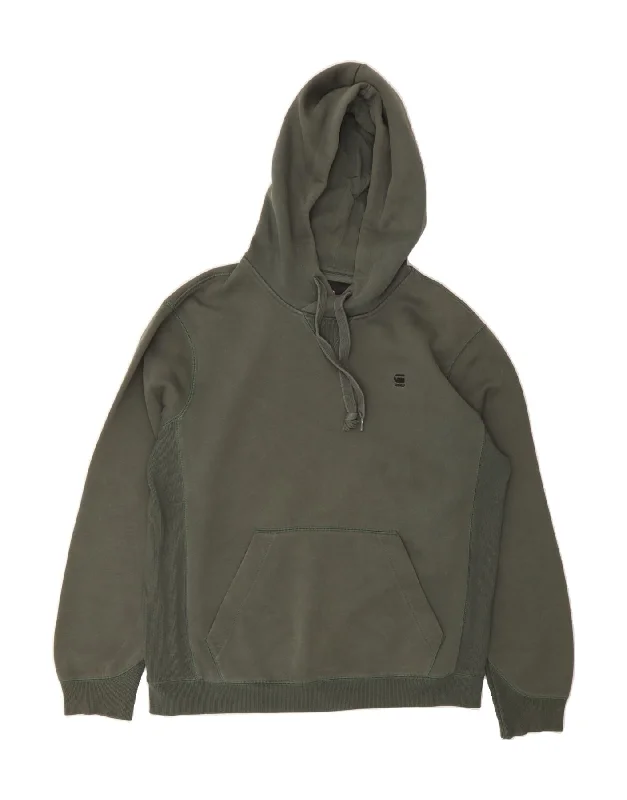Price Rollback G-STAR Mens Hoodie Jumper Large Green Cotton