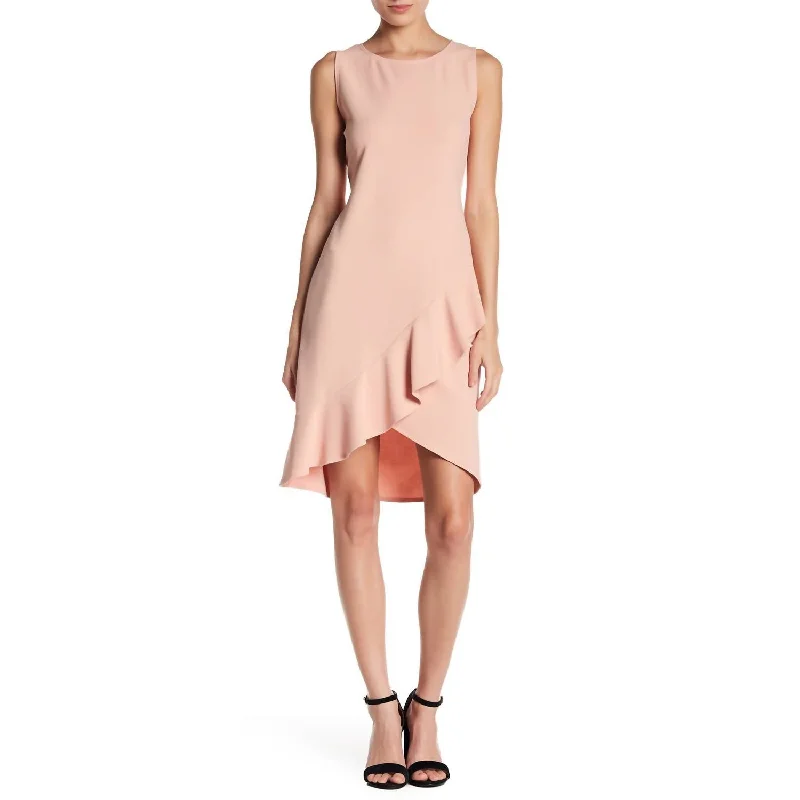 Take Advantage pleated maxi dressCrepe Ruffle Hem Dress In Blush