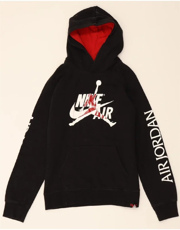 Final Markdown JORDAN Boys Graphic Hoodie Jumper 13-14 Years XL Black Cotton