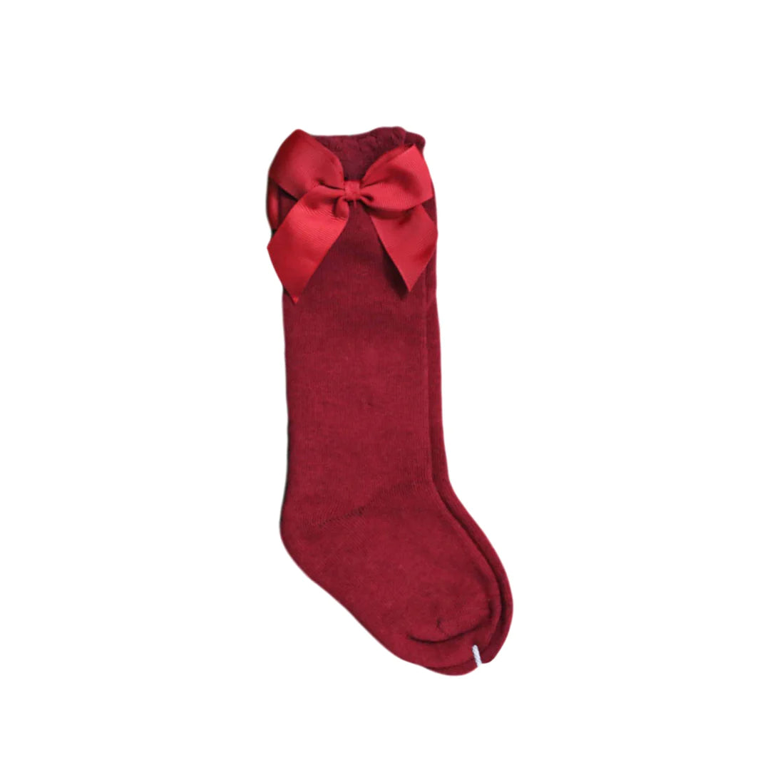 Customer Appreciation Sale trendy dressCotton Cranberry Bow Sock