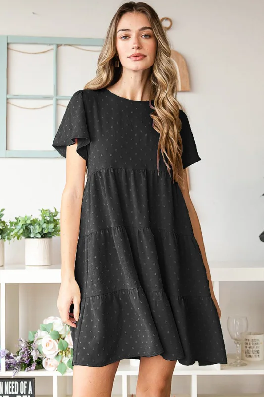 Crazy Deals sophisticated dressHeimish Swiss Dot Short Sleeve Tiered Dress
