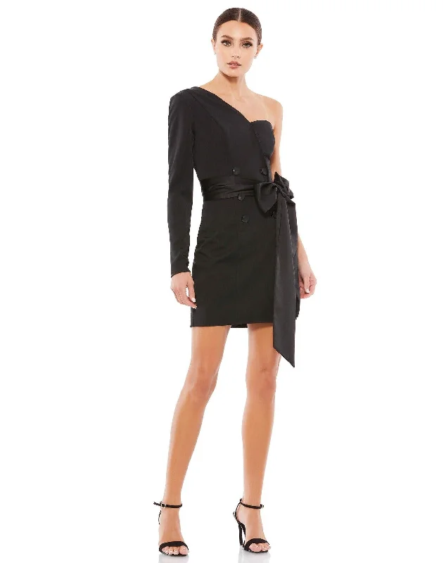 Loyalty Reward high-waisted dressMac Duggal 12509 Short One Shoulder Tuxedo Dress
