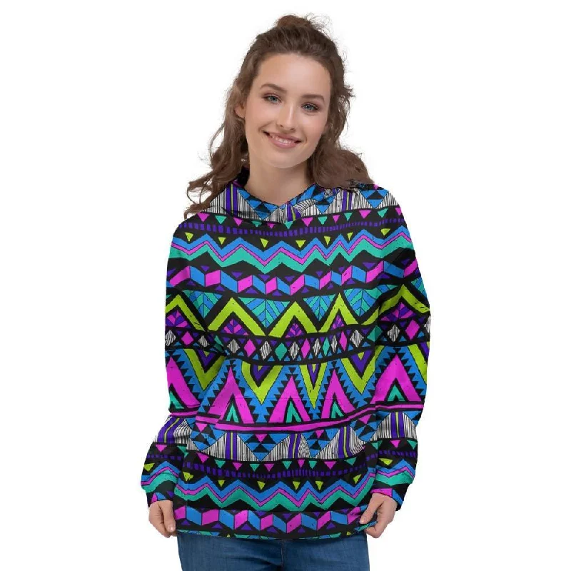 Midnight Sale Neon Indian Aztec Doodle Women's Hoodie