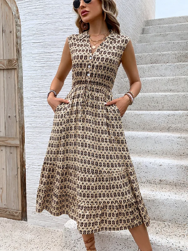Price Rollback fitted dressPrinted Johnny Collar Midi Dress