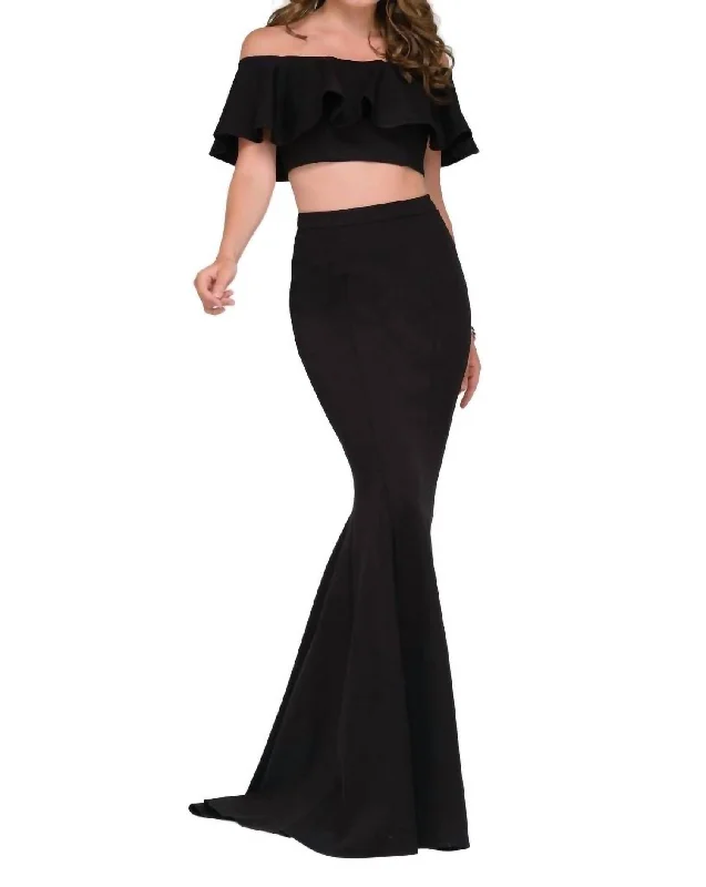Price Reduction romantic dressTwo Piece Off Shoulder With Skirt In Black