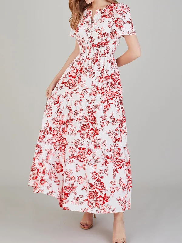 Buy More, Save More shift dressTiered Floral Notched Short Sleeve Dress